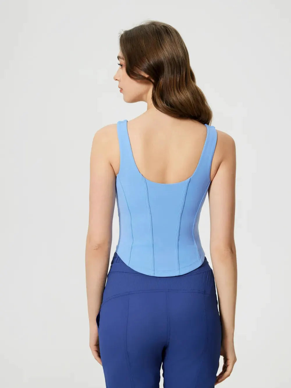 Millennia Round Neck Wide Strap Active Tank with Detachable Chest Pads by Millennia