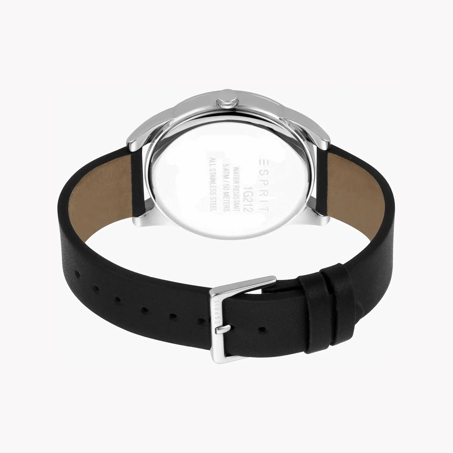 Esprit Men's Stainless Steel Black Leather Watch, Black Dial | ES1G212L0025 by ESPRIT