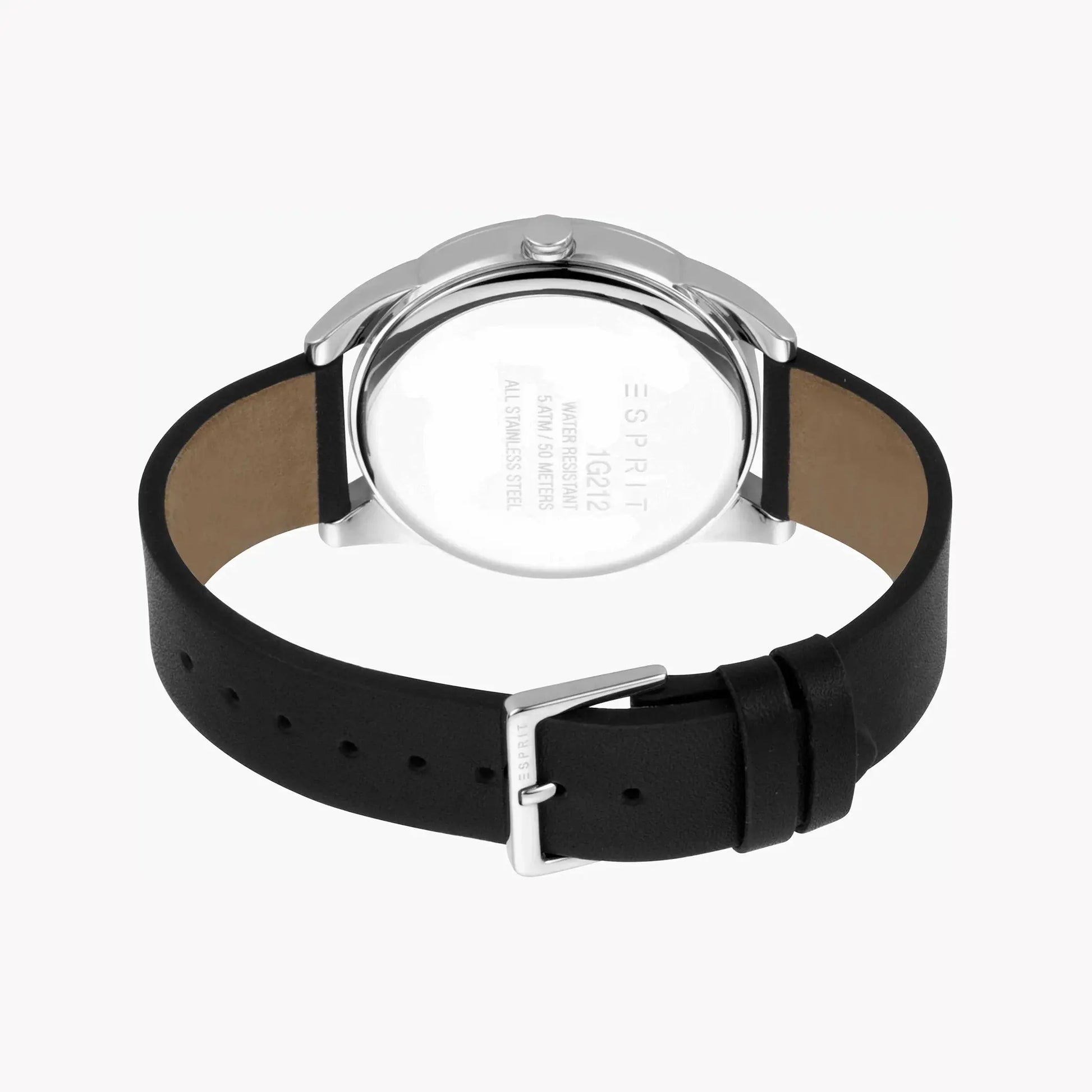 Esprit Men's Stainless Steel Black Leather Watch, Black Dial | ES1G212L0025 by ESPRIT