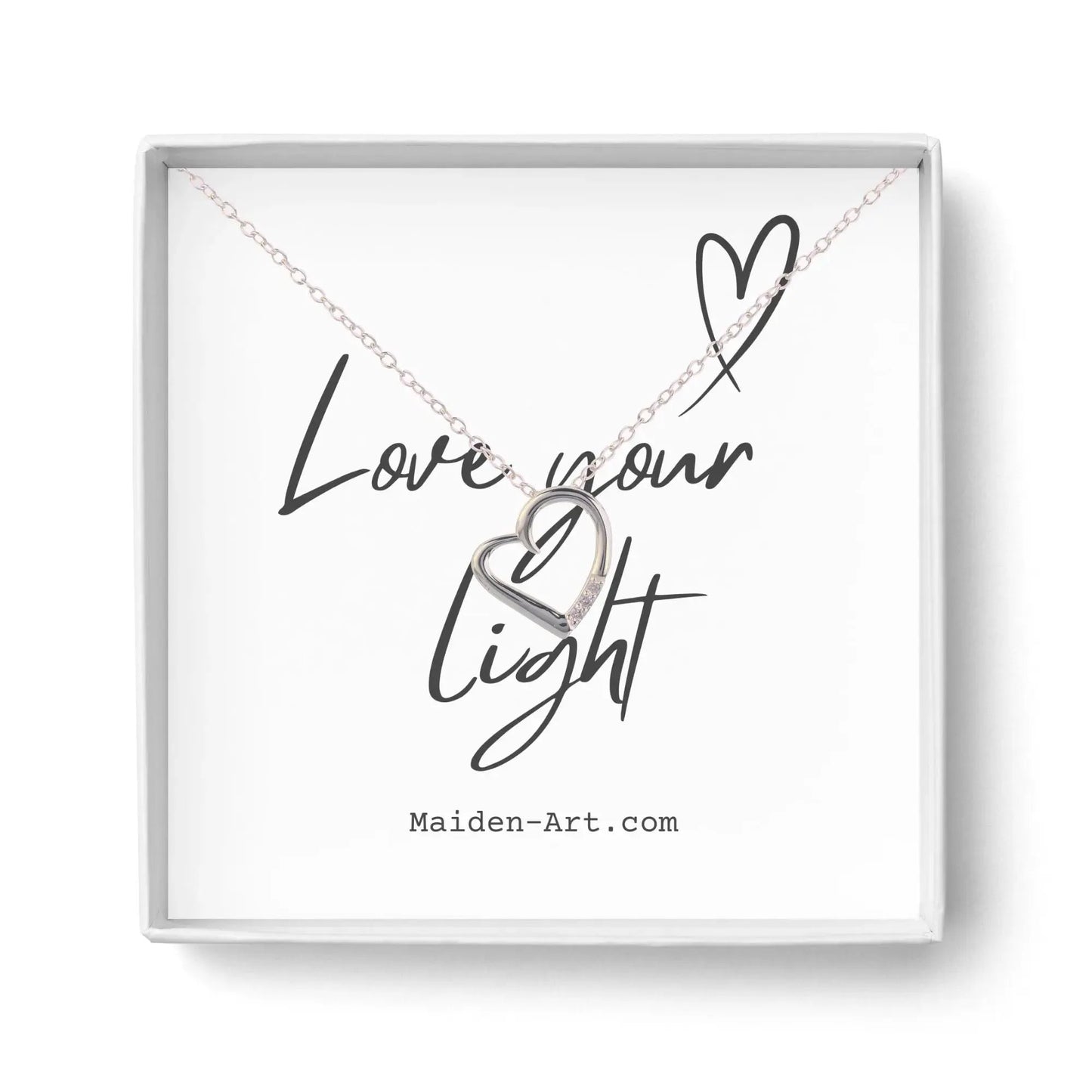 14K Silver Plated Necklace Love Heart Pave Pendant Necklace by Nichestar