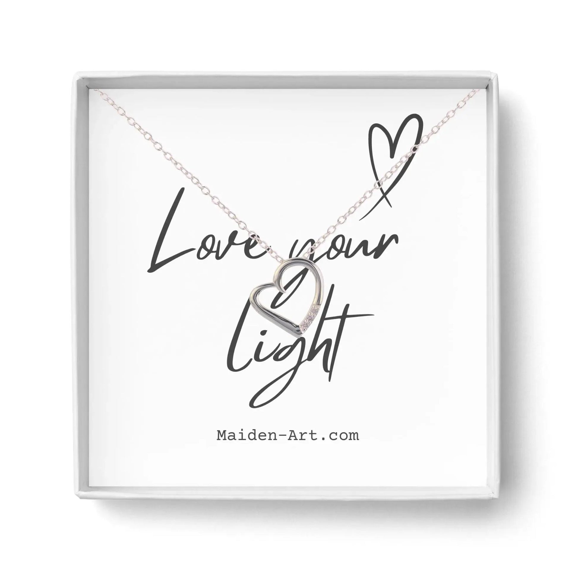 14K Silver Plated Necklace Love Heart Pave Pendant Necklace by Nichestar