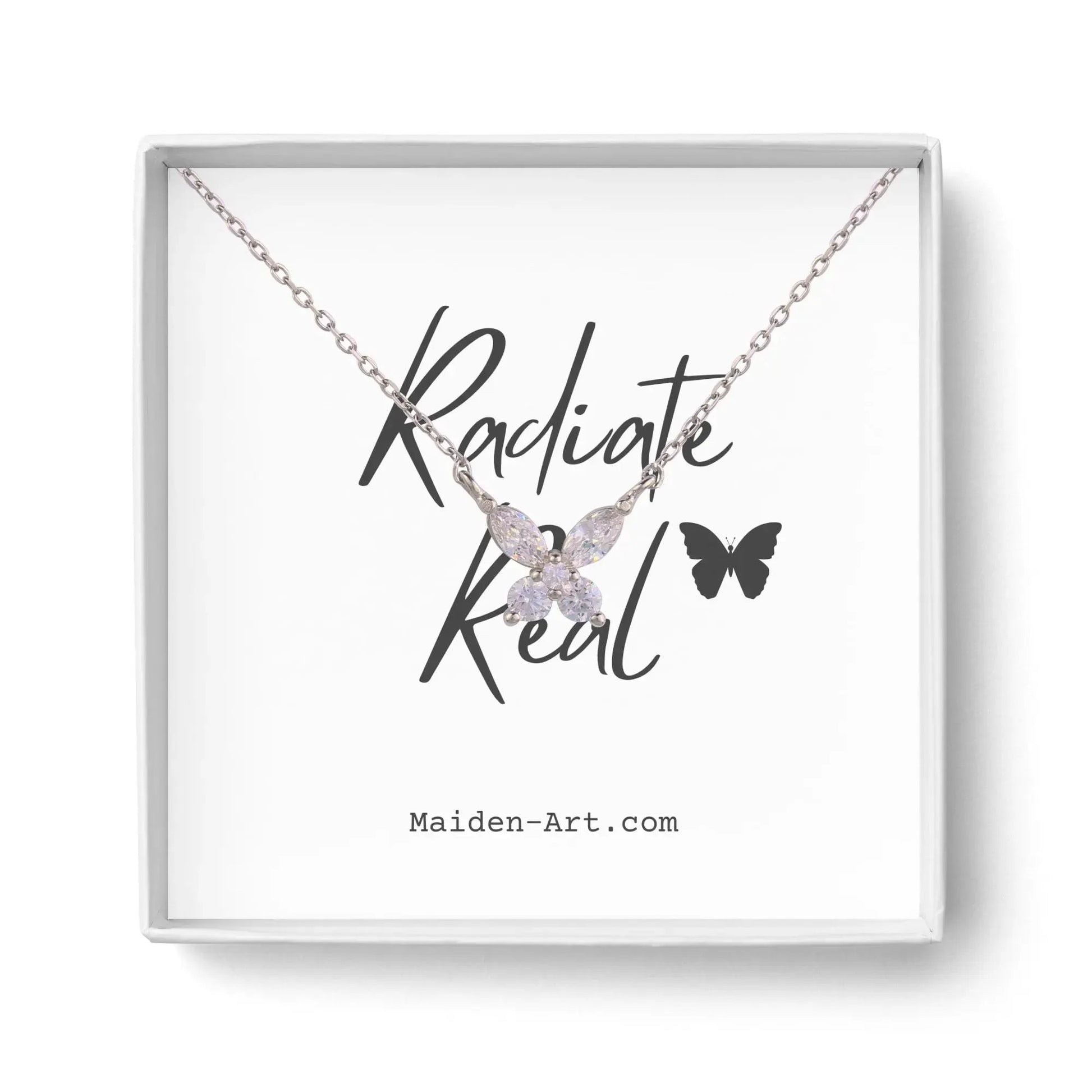 925 Sterling Silver Butterfly Pendant Necklace by Nichestar