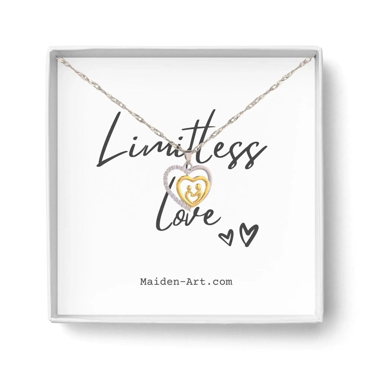 Mother and Child Necklace Pave Heart Pendant Necklace by Nichestar