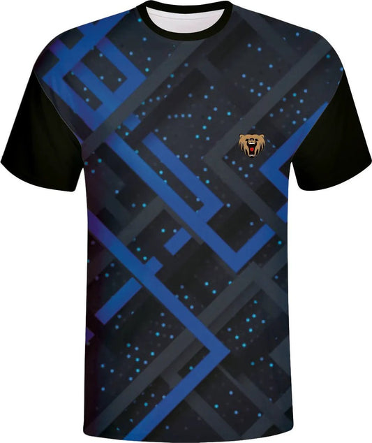 Black Blue Geometric Gamer Esports Jersey by Vimost Sportswear