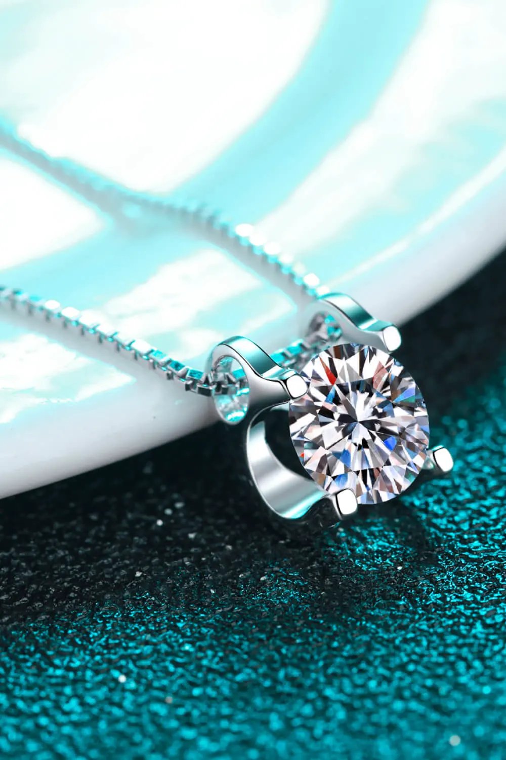 1 Carat Moissanite 925 Sterling Silver Chain Necklace by Partner Label
