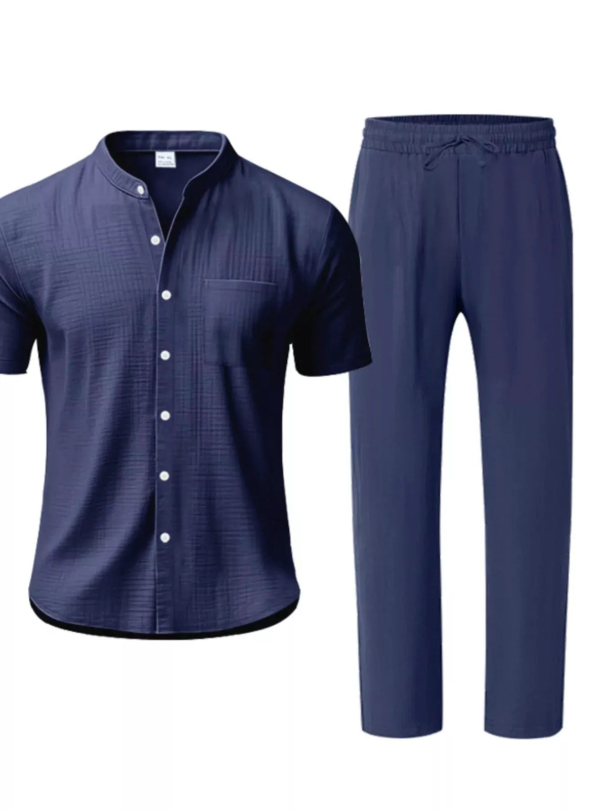 Men's Full Size Casual Button Up Short Sleeve Shirt and Pants Set Plus Size by Trendsi