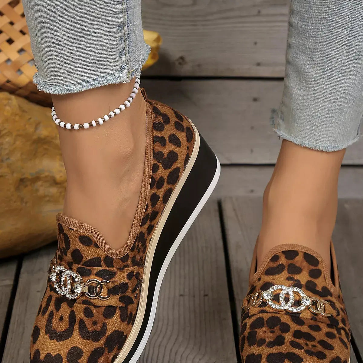Leopard Print Platform Loafers by Partner Label