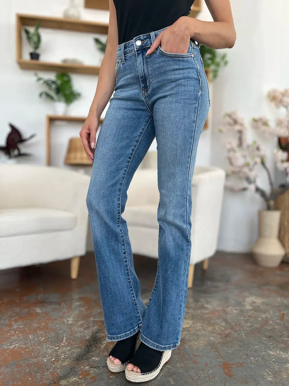 Judy Blue Full Size Mid-Rise Waist Straight Jeans by Judy Blue