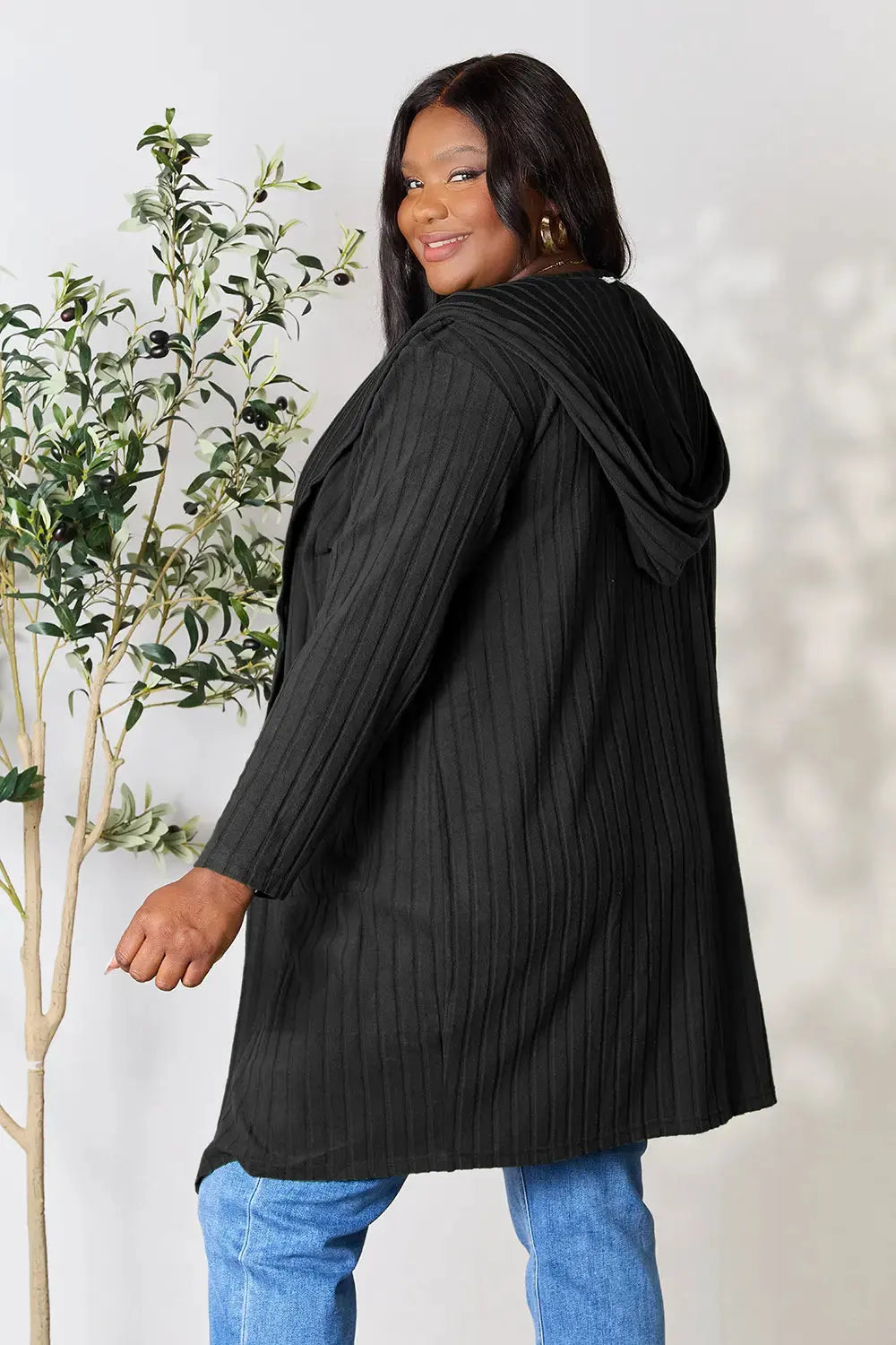 Basic Bae Full Size Hooded Sweater Cardigan by Basic Bae
