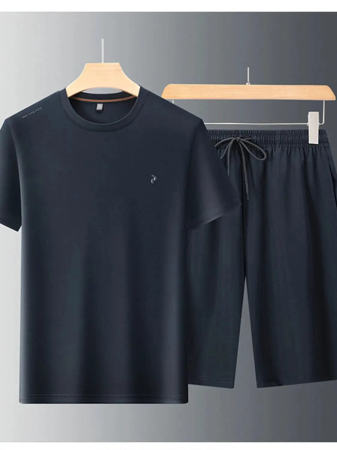 Men's Plus Size Round Neck Short Sleeve Top and Shorts Set by Trendsi