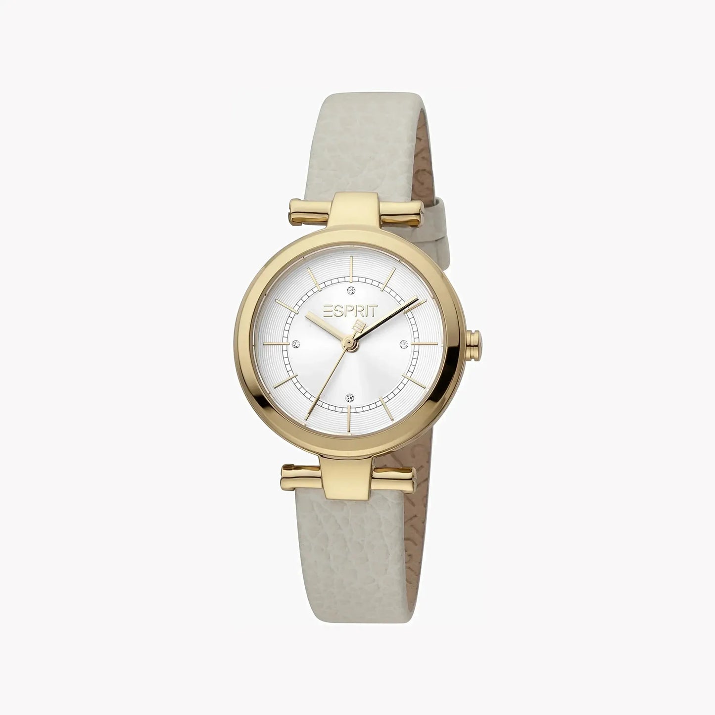 Esprit Women's Beige Leather Watch, Silver Dial | Es1l085m0035 by ESPRIT