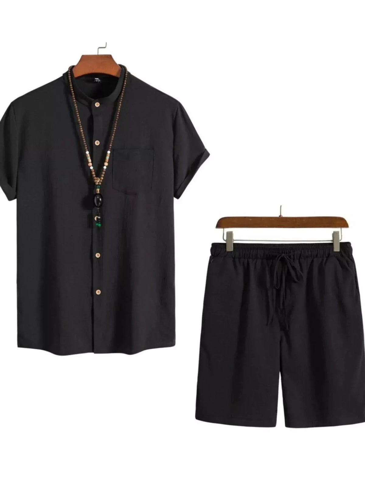 Men's Plus Size Casual Short Sleeve Shirt and Shorts Set by Trendsi