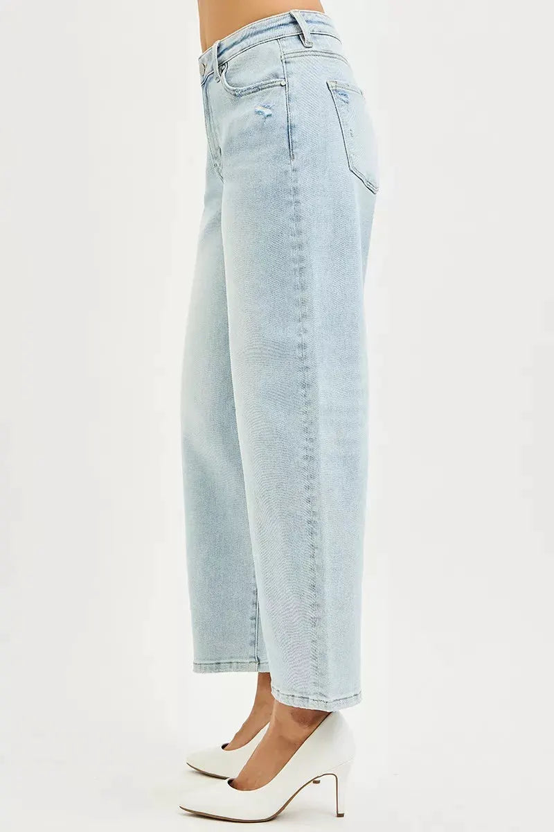 RISEN High Rise Crop Barrel Jeans by RISEN