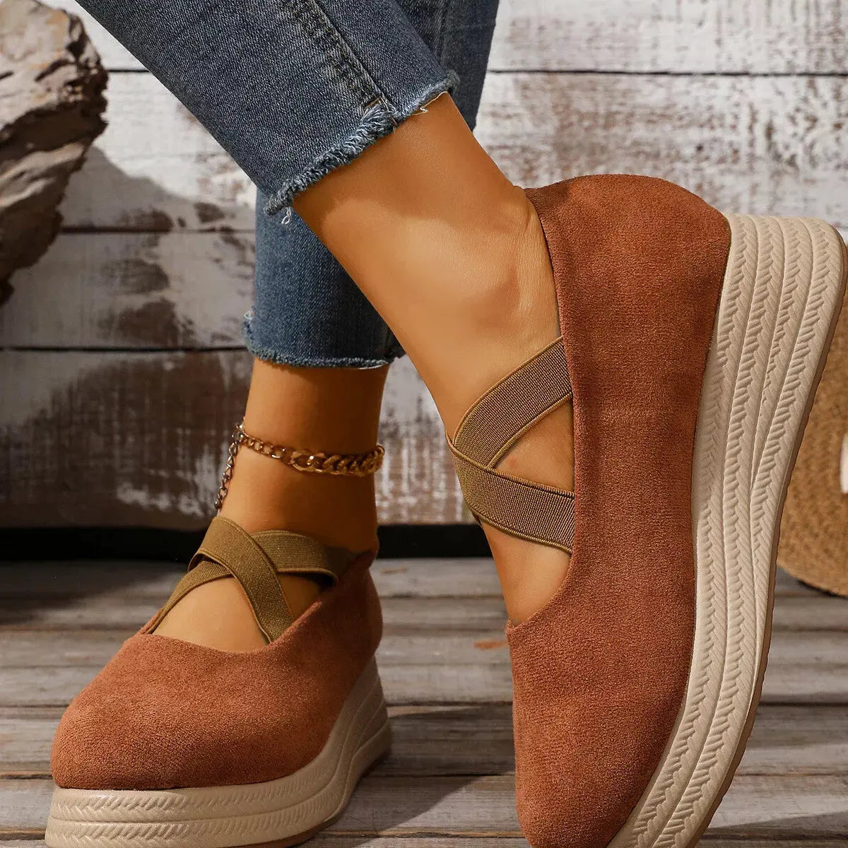 Crisscross Wedge Slip-Ons by Partner Label