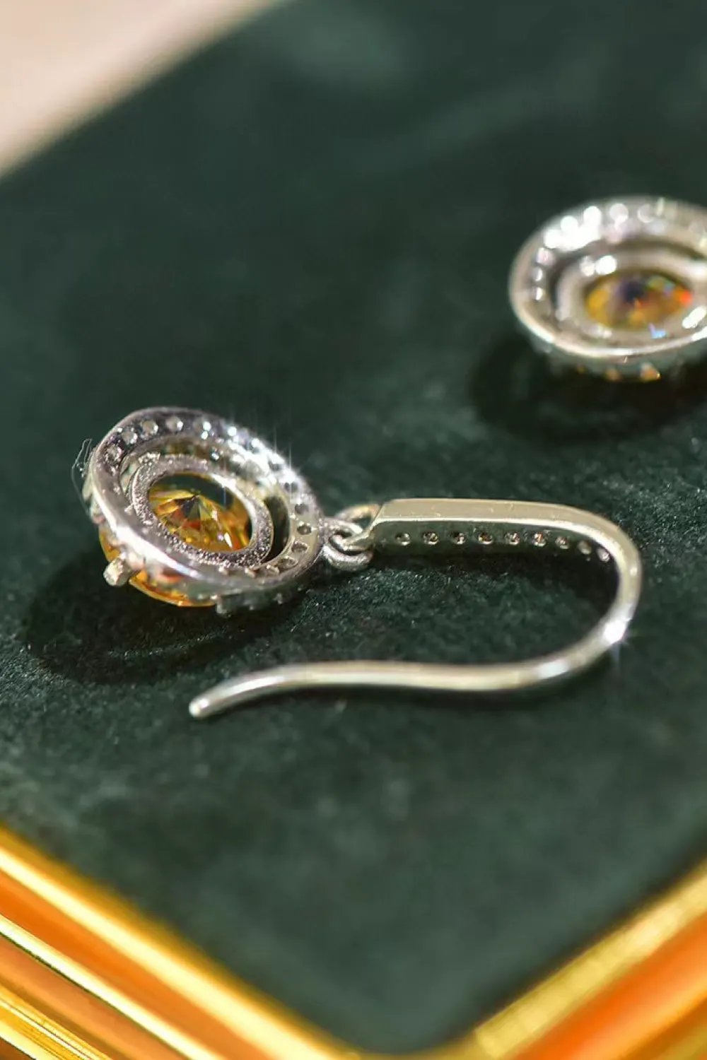 Platinum-Plated 2 Carat Moissanite Drop Earrings by Partner Label