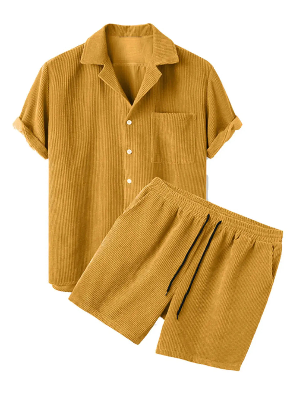 Men's Full Size Classic Textured Top and Shorts Set Plus Size by Trendsi