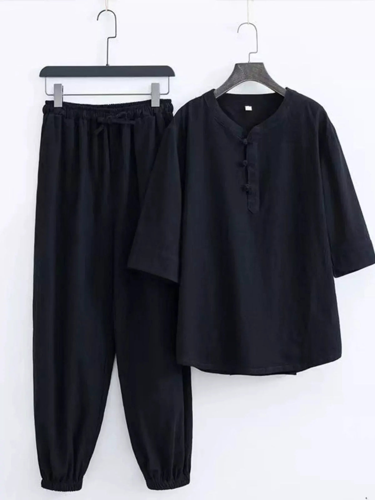 Men's Plus Size Chinese Style Top and Pants Set by Partner Label