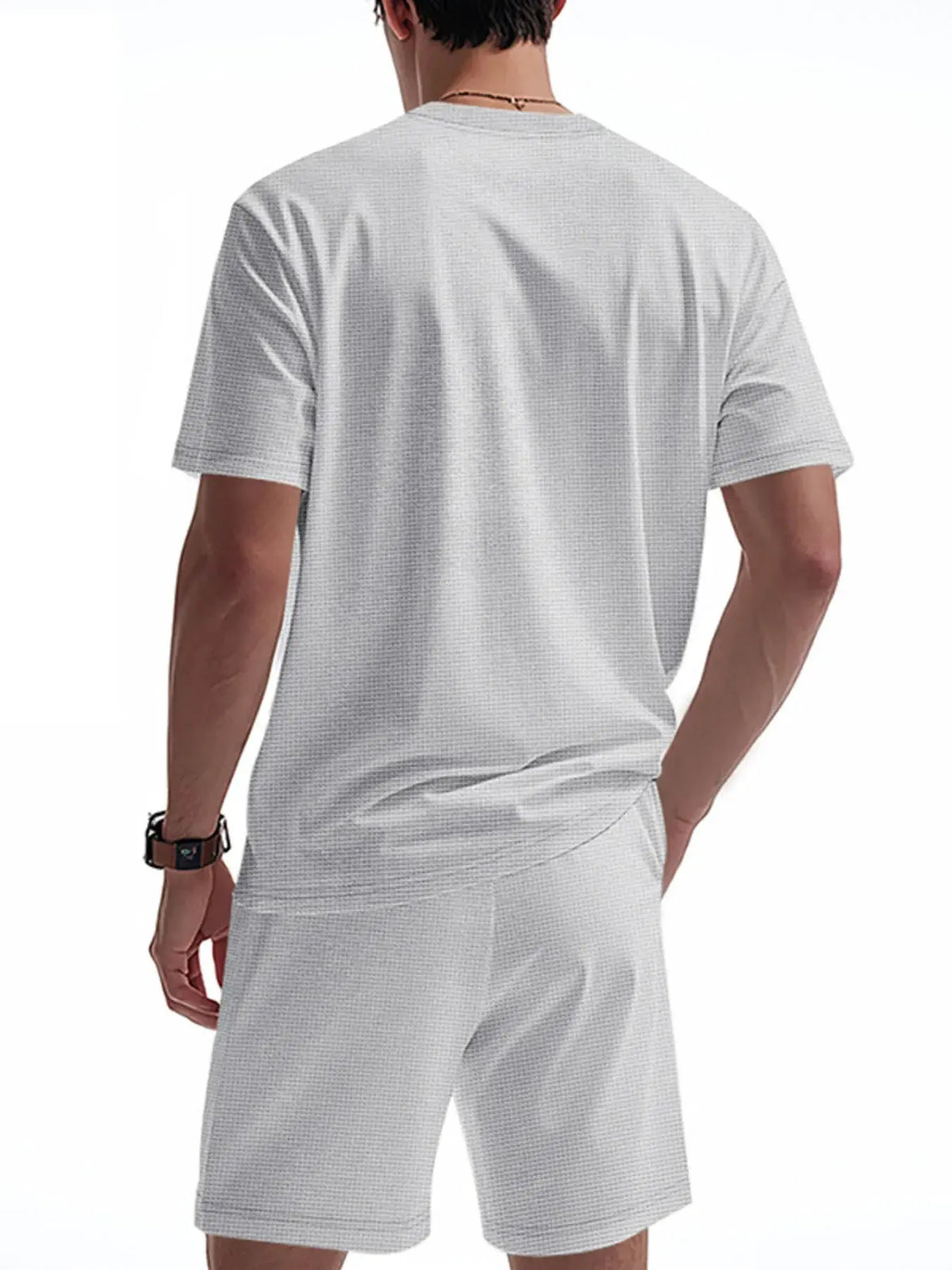 Men's Full Size Round Neck Short Sleeve Top and Shorts Set Plus Size by Trendsi