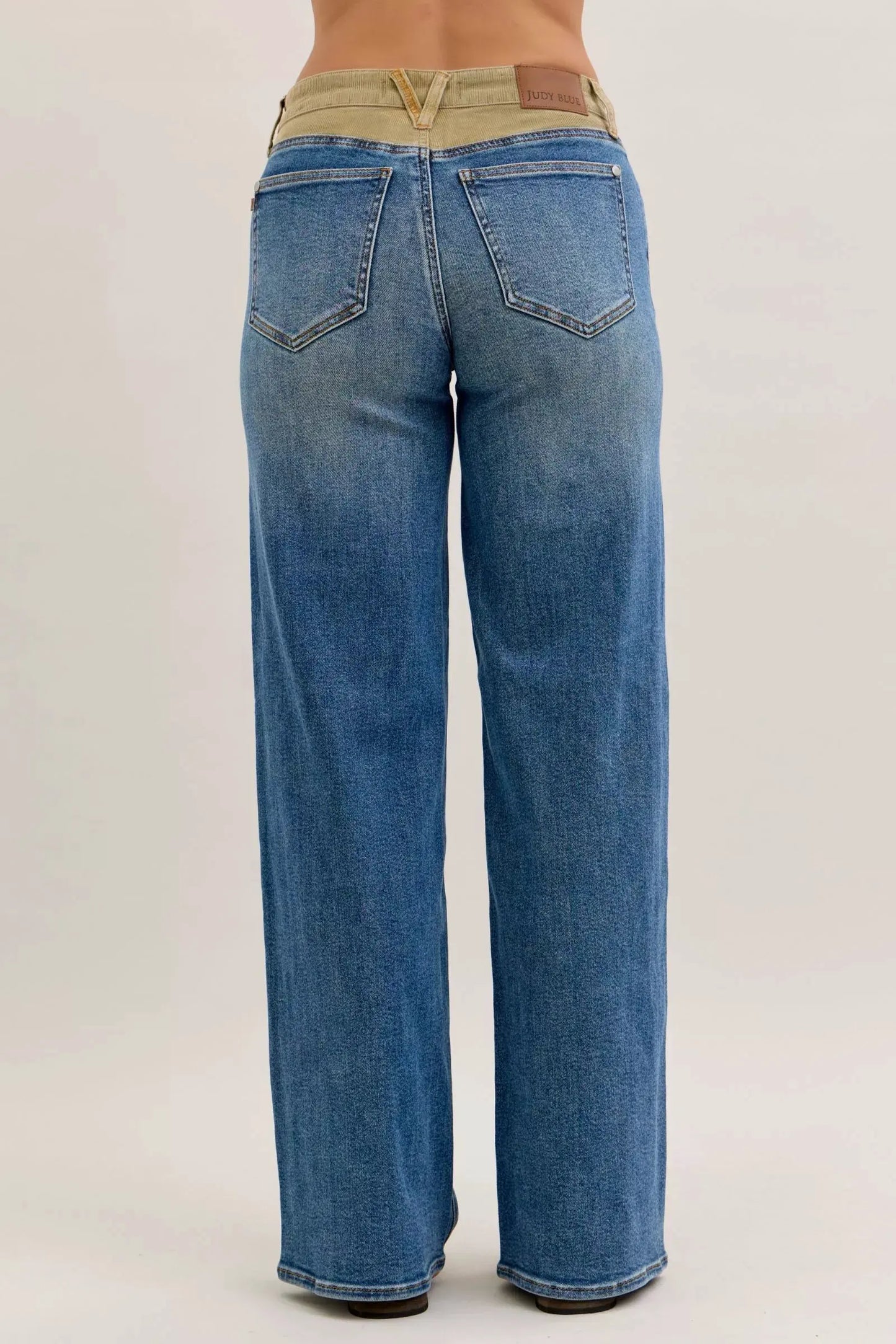 Judy Blue MR Column Straight Jeans with Corduroy Waist by Judy Blue