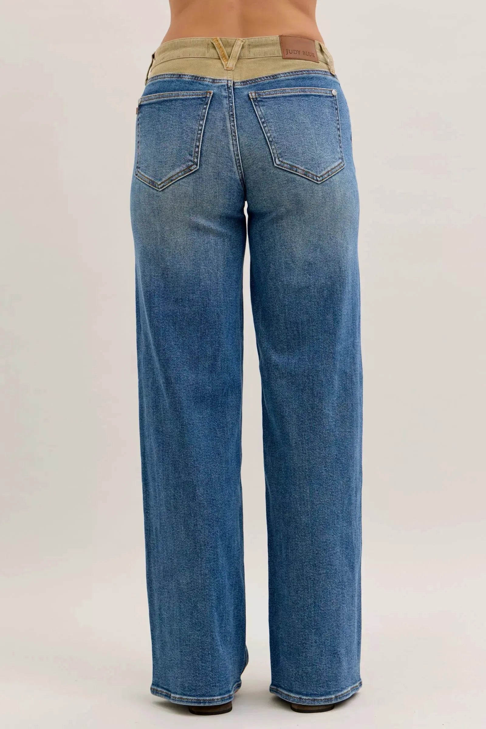 Judy Blue MR Column Straight Jeans with Corduroy Waist by Judy Blue