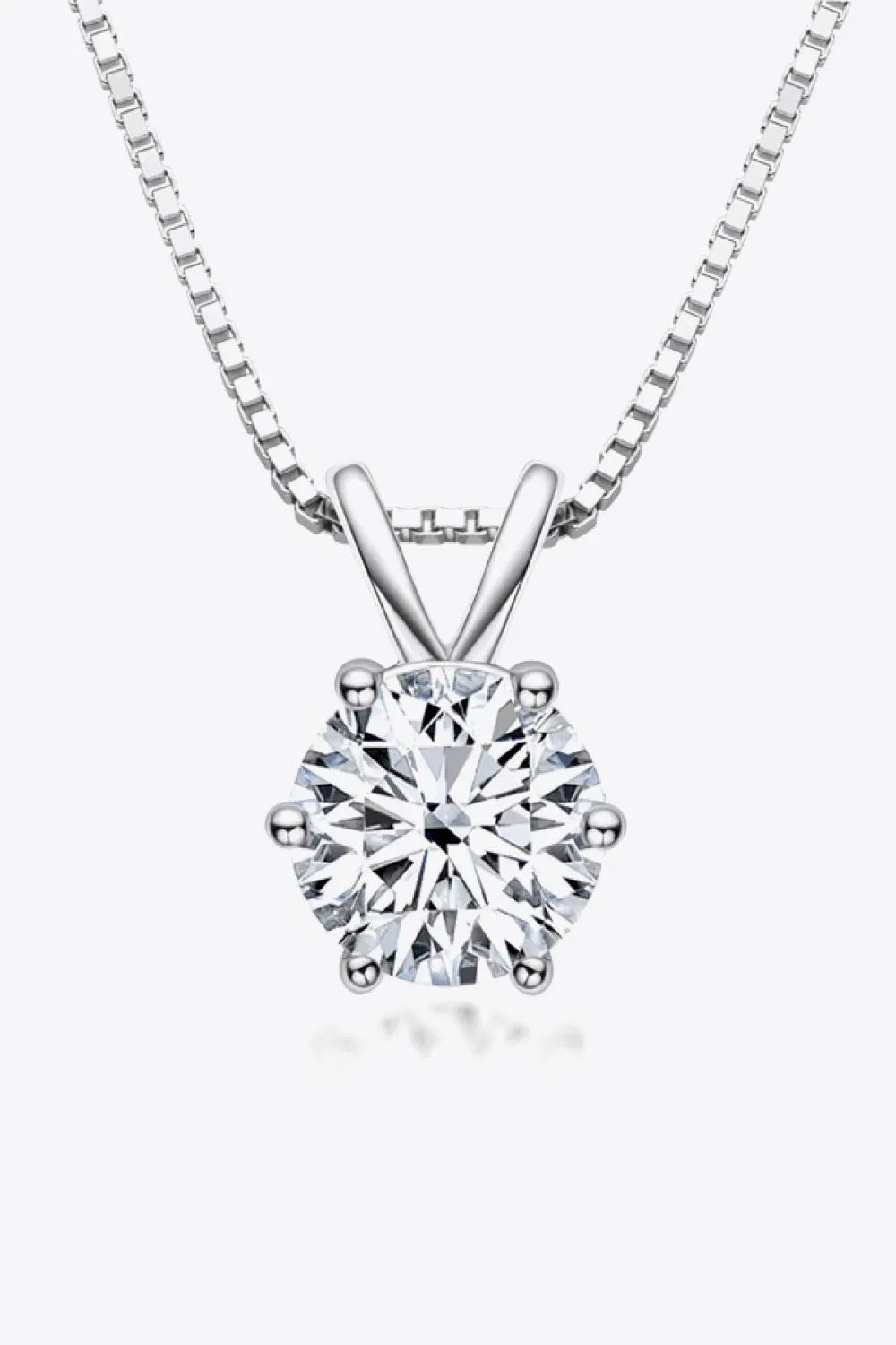 925 Sterling Silver 1 Carat Moissanite Pendant Necklace by Partner Label