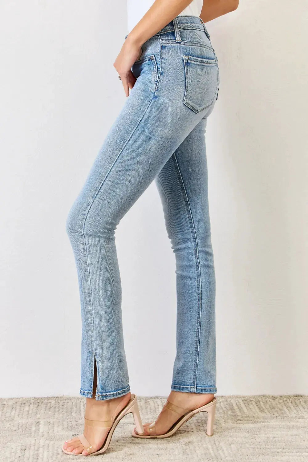 Kancan Full Size Mid Rise Y2K Slit Bootcut Jeans by Kancan
