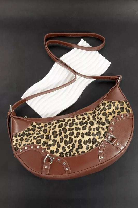 Fame Leopard Print Half Moon Shoulder Bag by Fame