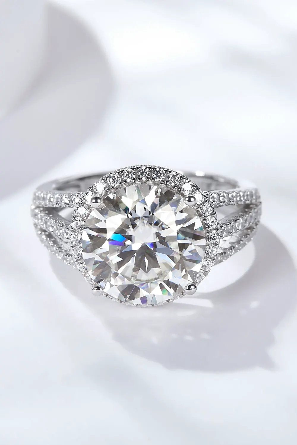 5 Carat Moissanite Split Shank Ring by Partner Label