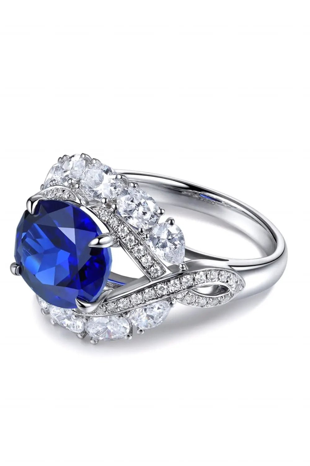 5 Carat Lab-Grown Sapphire Platinum-Plated Ring by Partner Label