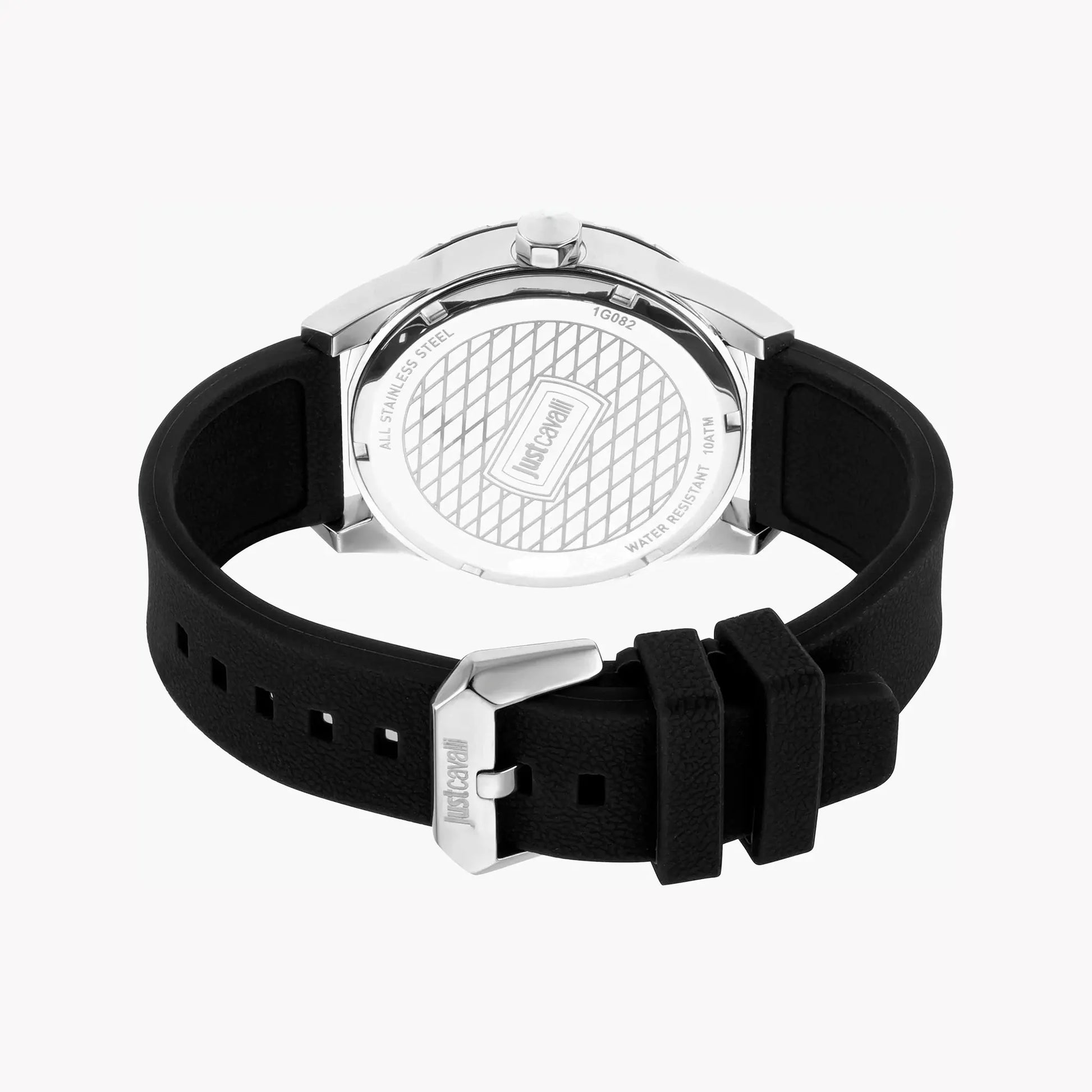 Just Cavalli Men's Silver Dial Watch, Black Silicone | Jc1g082p0015 by JUST CAVALLI
