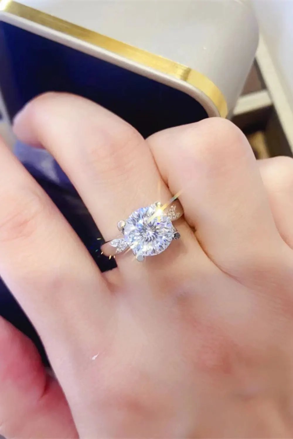 2 Carat Moissanite 925 Sterling Silver Ring by Partner Label
