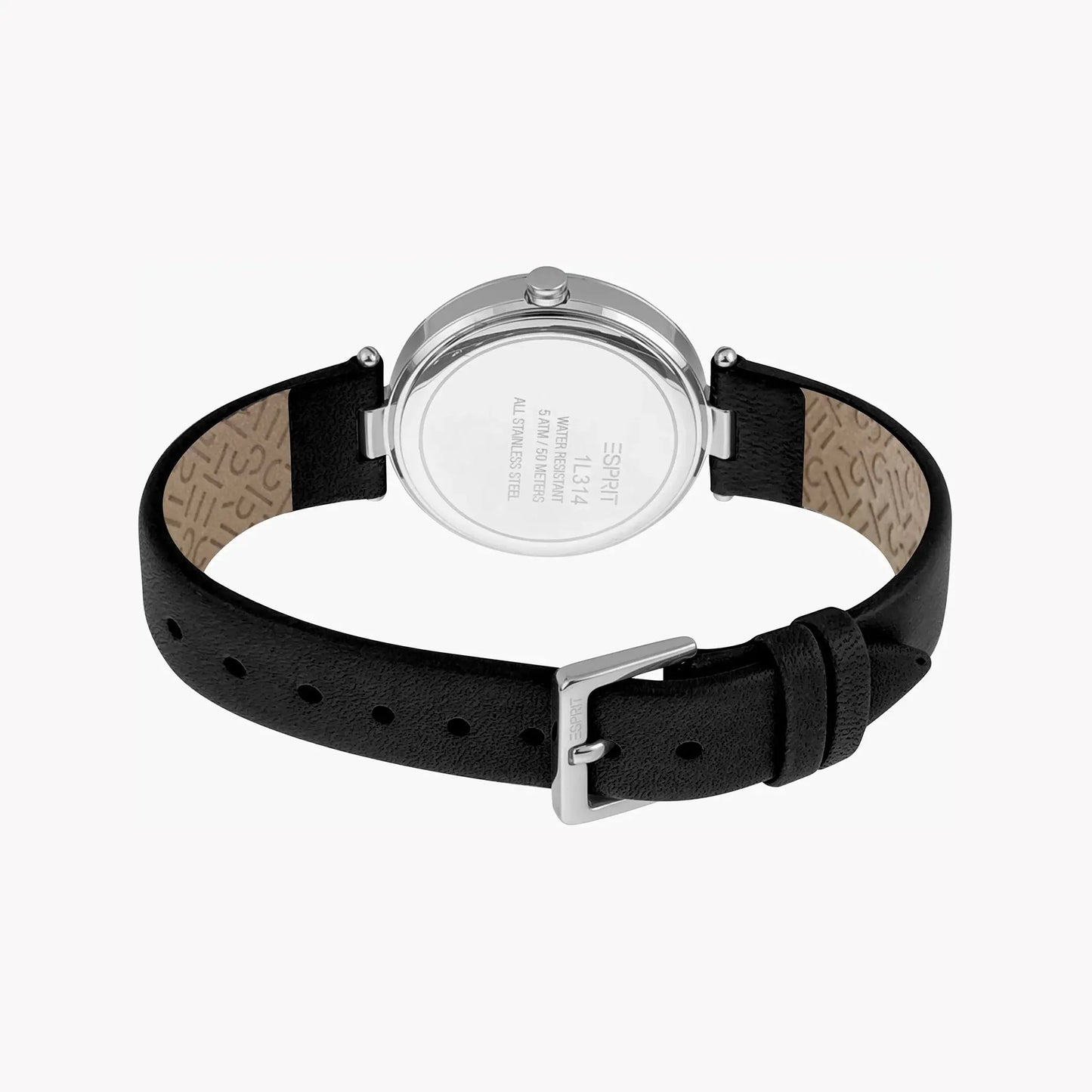 Esprit Women's Black Leather Watch, Silver Dial | ES1L314L0015 by ESPRIT