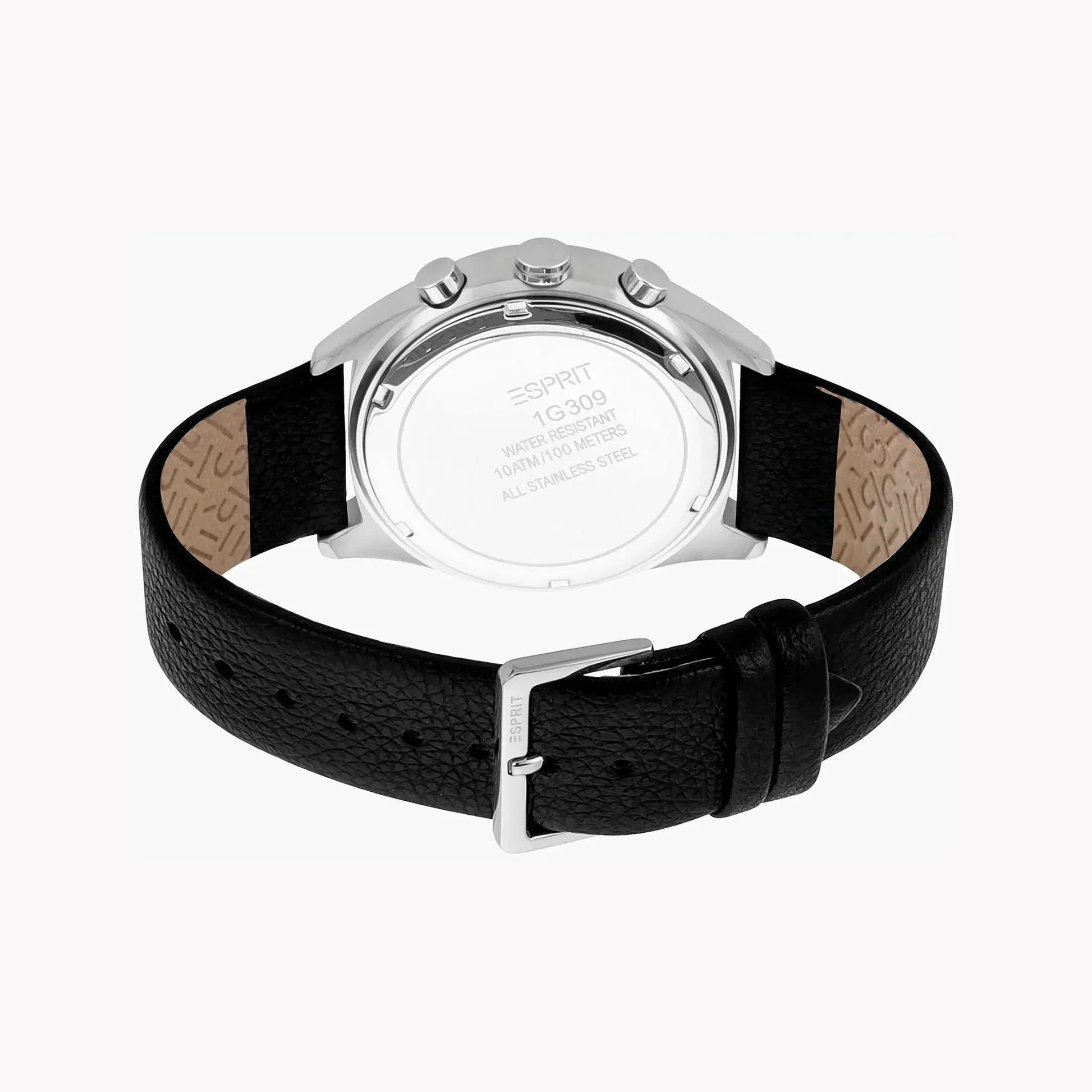 Esprit Men's Black Leather Watch, Black Dial | Es1g105m0075 by ESPRIT