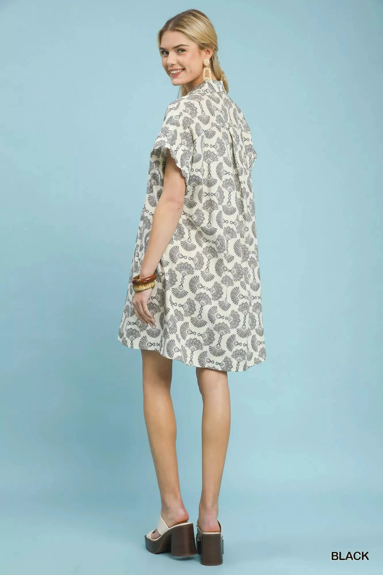 Umgee Printed Button Front Shirt Dress by Umgee USA