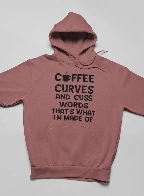 Coffee Curves & Cuss Words Hoodie by Merch