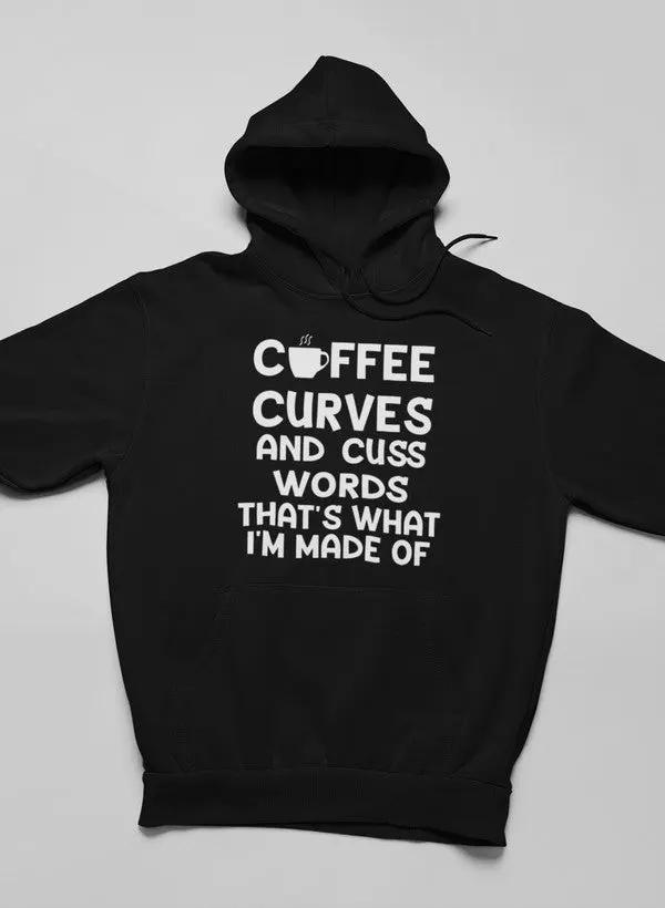 Coffee Curves & Cuss Words Hoodie by Merch