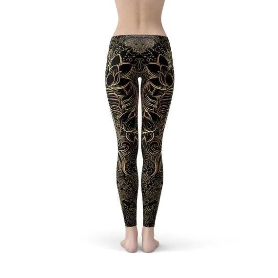 Womens Koi Fish Black Leggings by Maroon Sooty