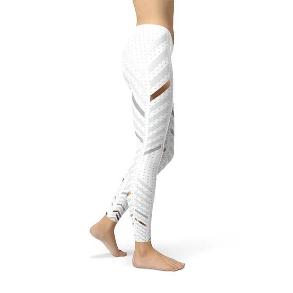 Womens White Stripes Leggings by Maroon Sooty