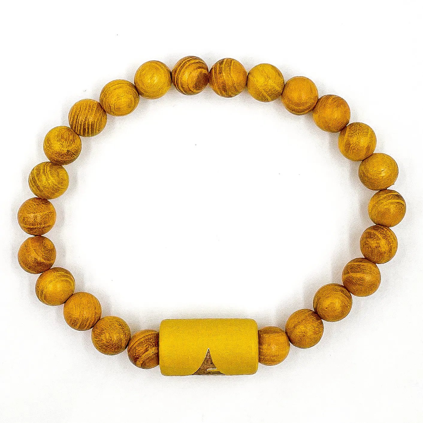 Solid - Yellow Sandalwood Mala Beaded Bracelet by Everwood Original