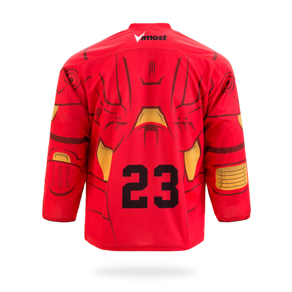 Custom Red Armor Graphic Ice Hockey Jersey by Vimost Sportswear