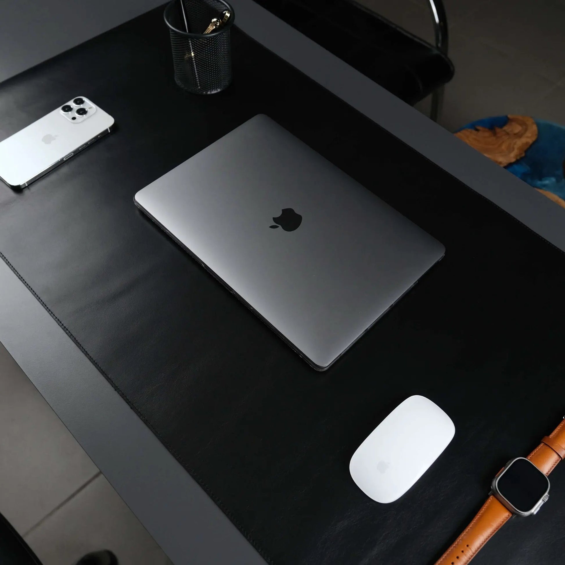 Jersey Black Leather Desk Pad for Office and Home by TORONATA