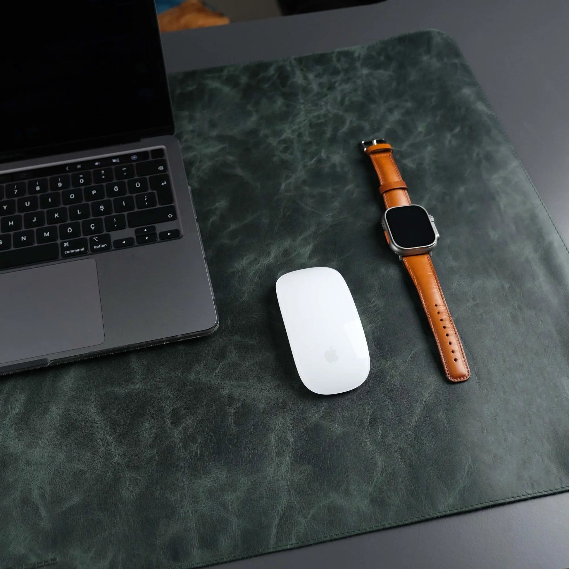 Jersey Dark Green Leather Desk Pad for Office and Home by TORONATA
