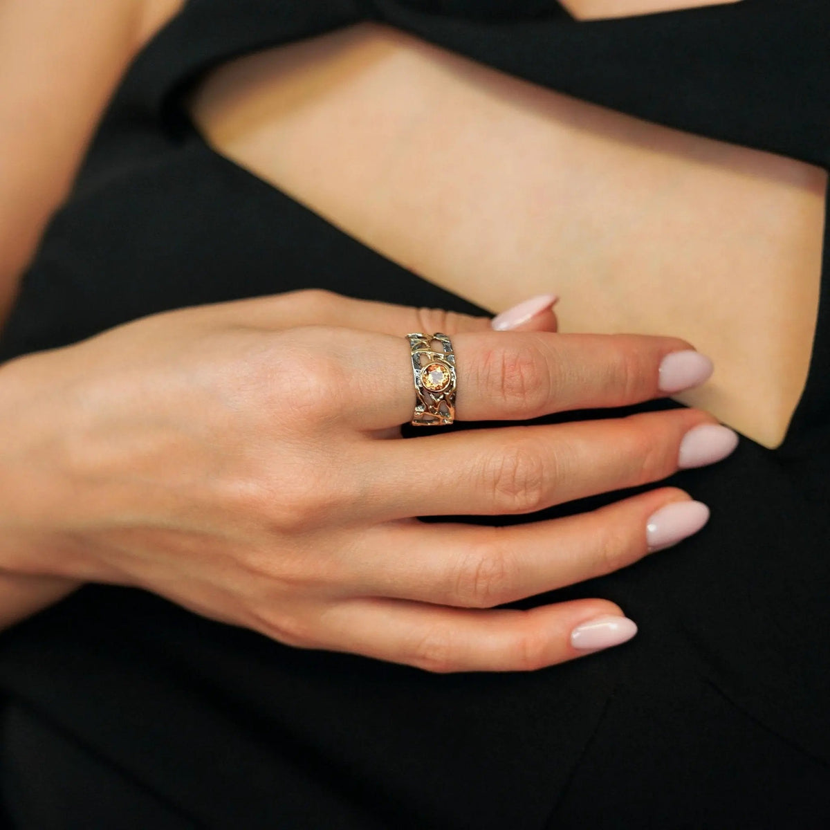Ring Alba - Sterling Silver Citrine Gold Plated Ring by La Moda Me