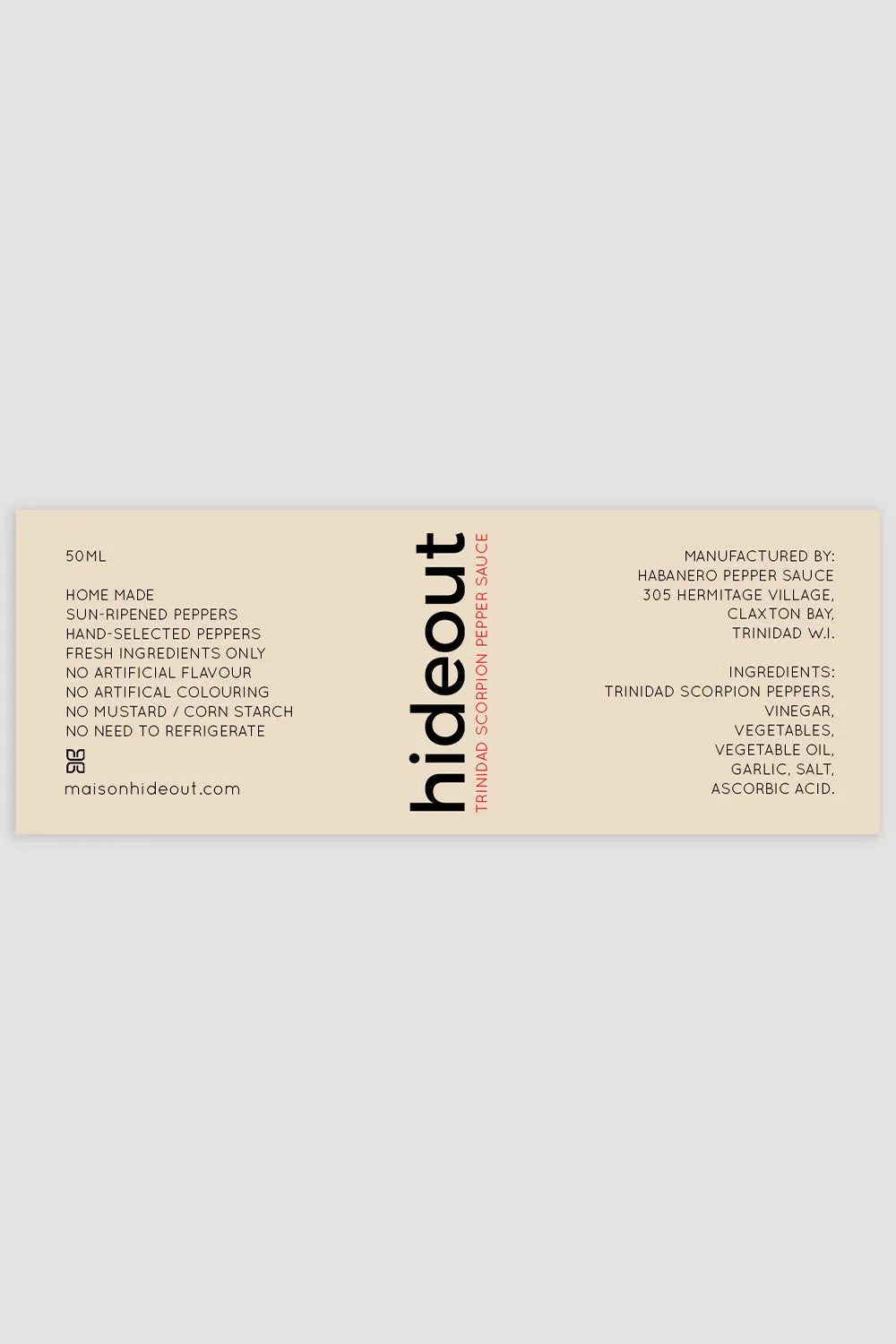 Trinidad Scorpion Pepper Sauce by Hideout x Habanero Trinidad