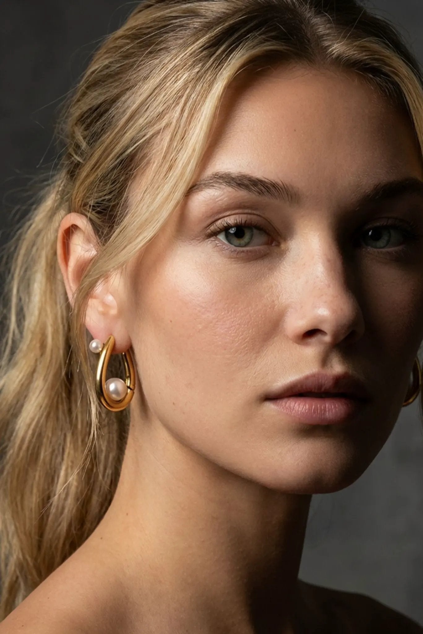 Margot Waterproof Pearl Huggie Earring by Akalia