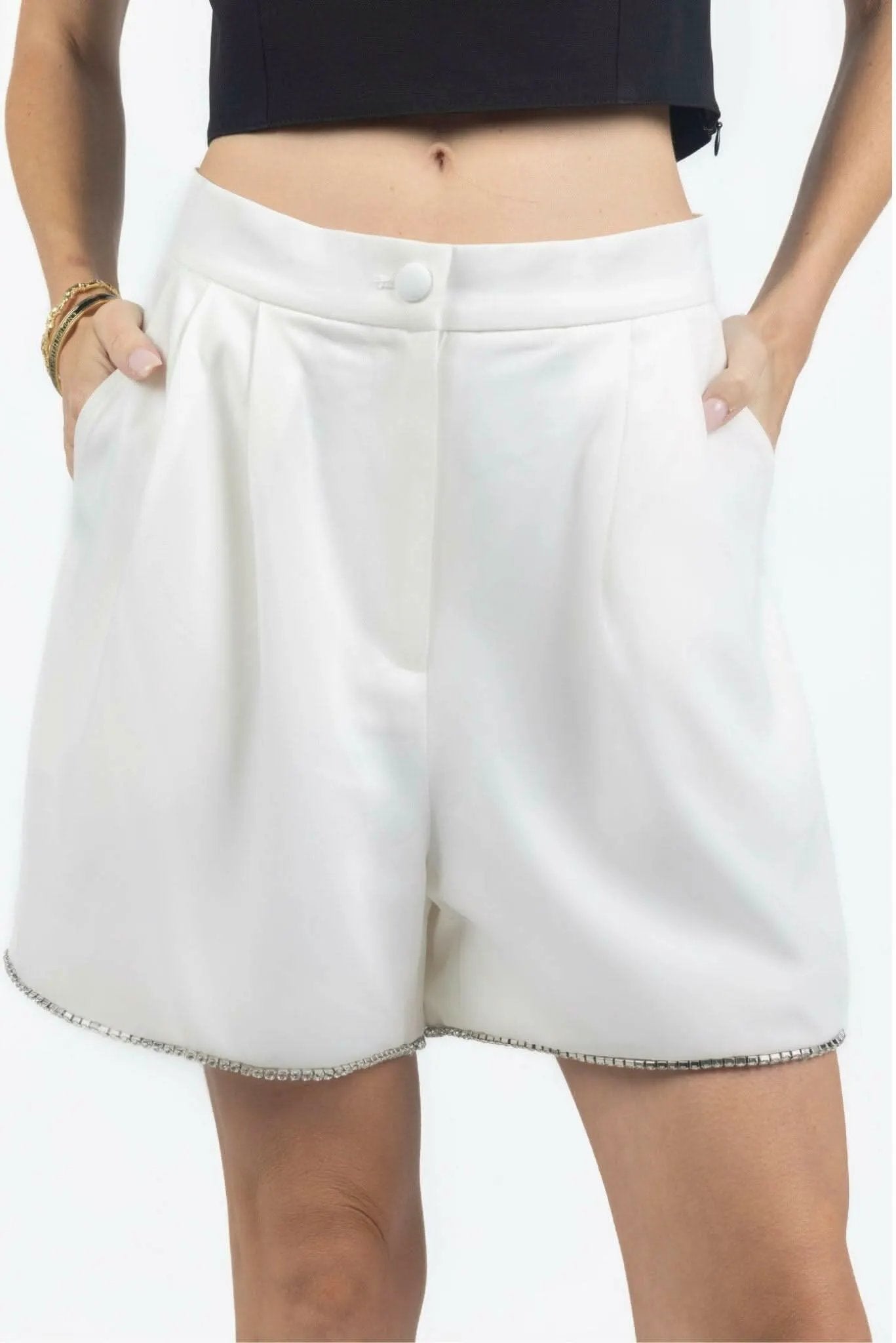Melissa Rhinestone Oversized Shorts by AKALIA