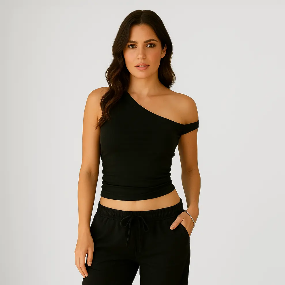 0896 - Women's One Shoulder Asymmetrical Tank by POS Wholesale