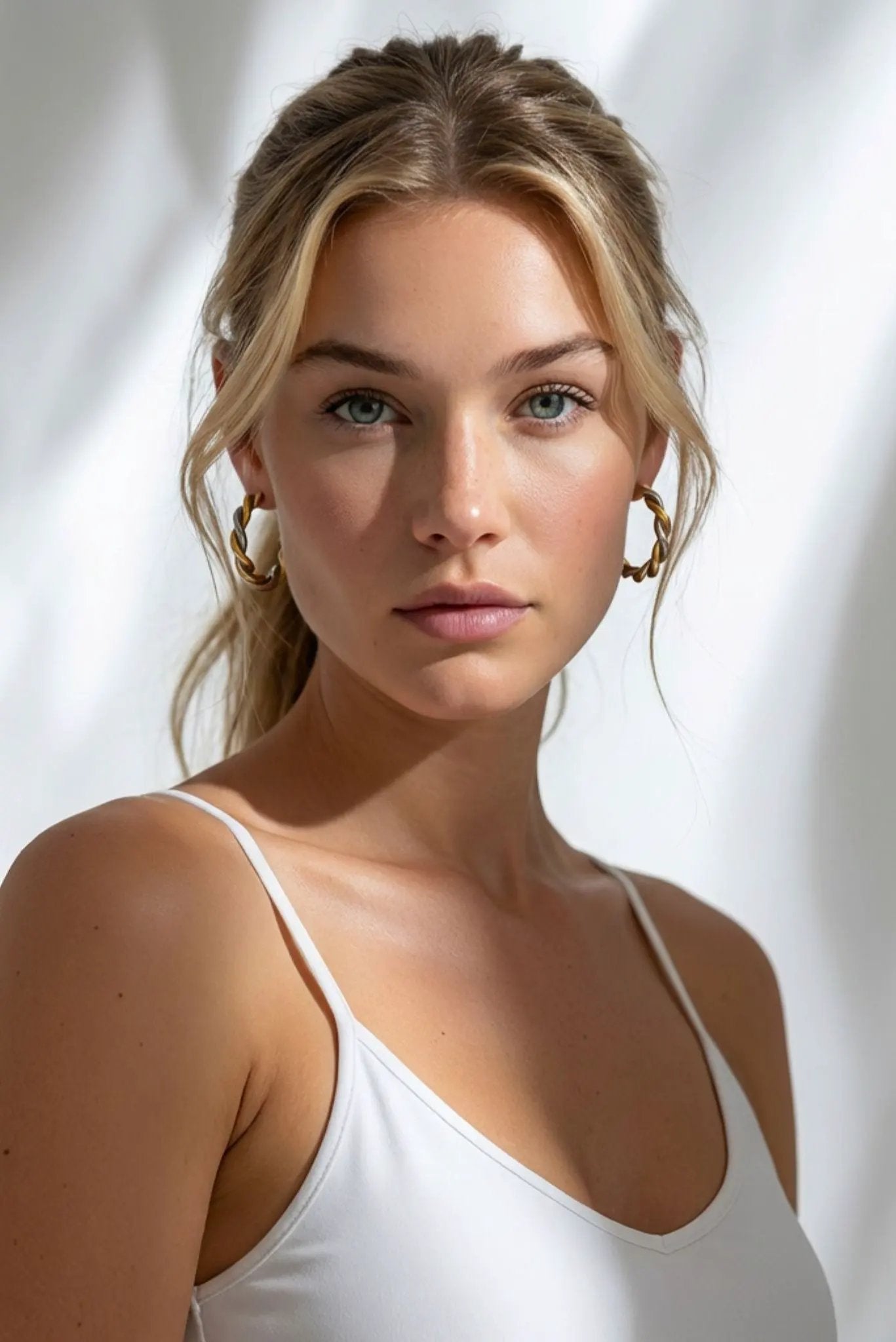 Paloma Waterproof Two-Tone Chunky Rope Hoop Earring by Akalia