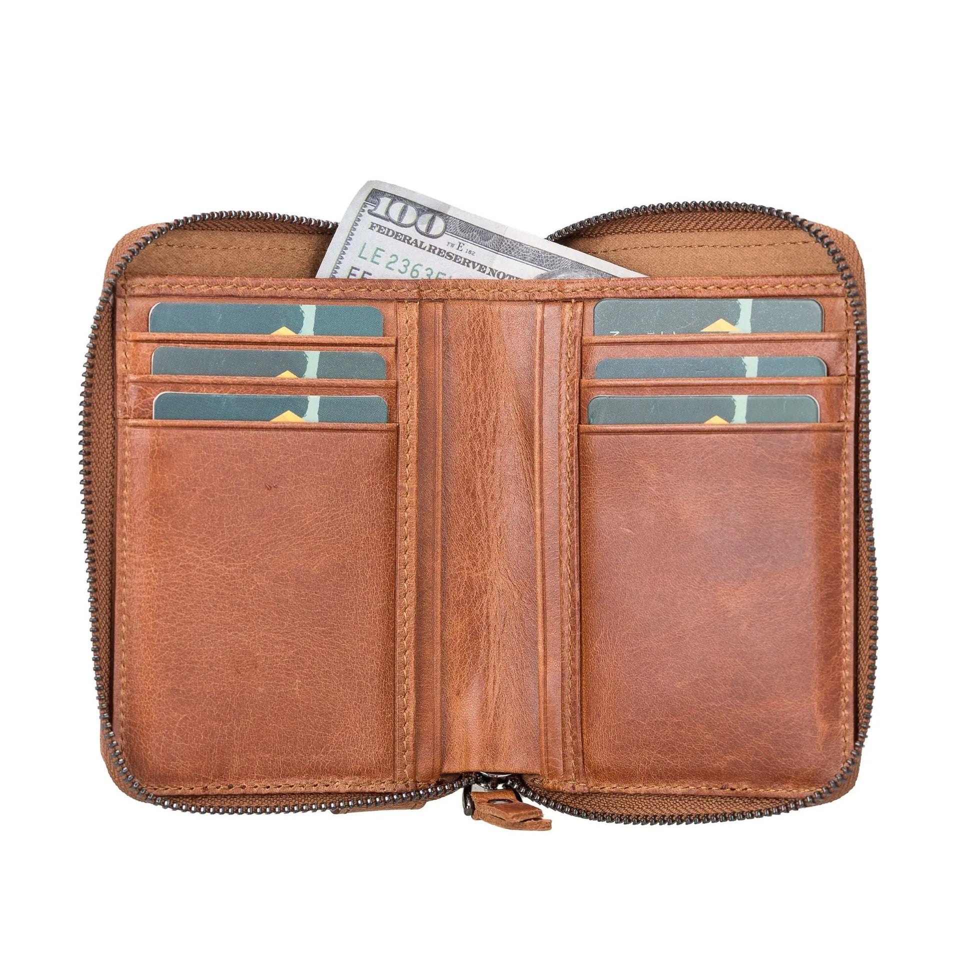 Powell Handmade Unisex Leather Wallet with Zippered Compartment by TORONATA