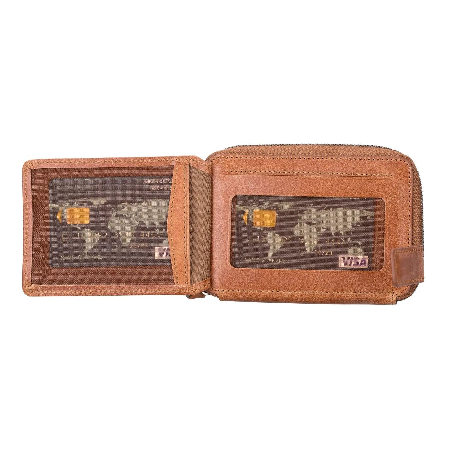 Powell Handmade Unisex Leather Wallet with Zippered Compartment by TORONATA